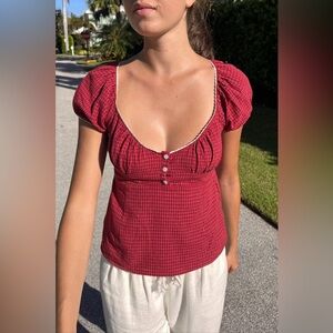 NWT Brandy Melville Blair Red Plaid Top